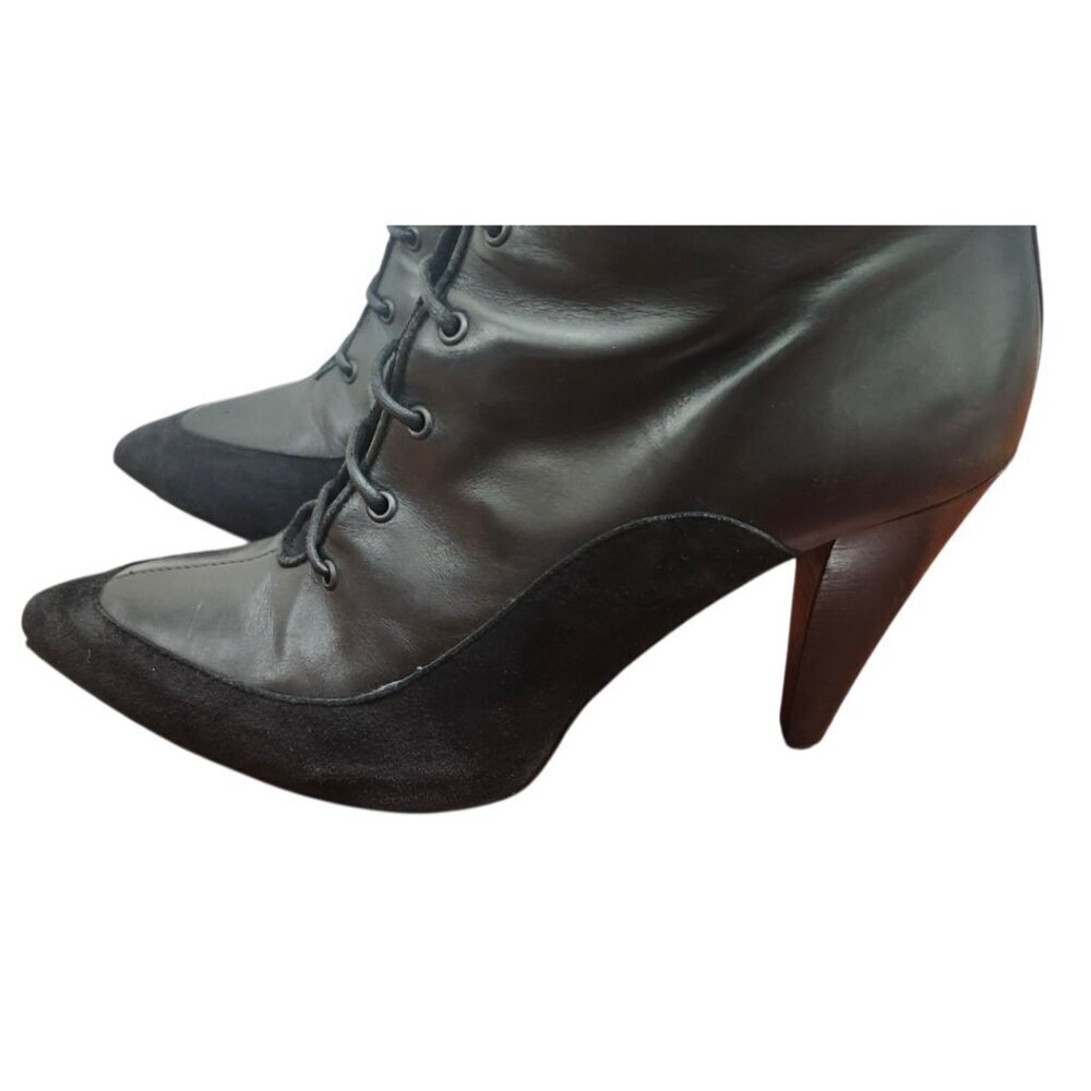 Proenza Schoulee Women’s Black Lace-Up Leather Suede Heeled Boots Pointed Toe 9 - Picture 8 of 16